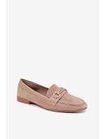 Dámske mokasíny Loafers s ozdobným prvkom, béžové, Evelora Dámske mokasíny Loafers s ozdobným prvkom, béžové, Evelora