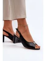 Elegantné sandále na vysokom podpätku so zdobením, Black Trasea