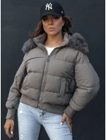 Dámska prešívaná zimná bunda s kožušinou COLDPACK tmavosivá FashionStreet TY4428