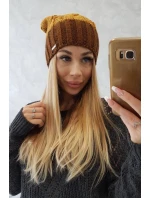 Fleecová čiapka Paris K212 horčicová+hnedá