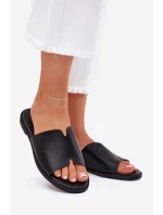 Klapki Damskie Z Eko Skóry Na Płaskim Obcasie Czarne Kalimira