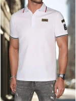 Pánske polo tričko so záplatami biele FashionStreet PX0635 Pánske polo tričko so záplatami biele FashionStreet PX0635
