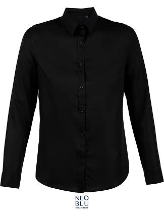 NEOBLU Blaise Women Mikrotkaná blúzka s dlhými rukávmi 24.3183 deep black