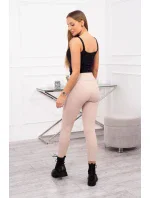 Pruhované legíny s vysokým pásom svetlo béžovej