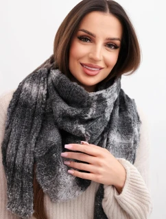 Dámsky vlnený šál mäkký a teplý vo farebných pruhoch KN19 graphite