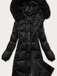 Zimná plus size prešívaná bunda s kapucňou S'west black (B8267-1)