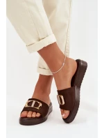 Dámské pantofle se zlatým detailem čokoládové Elmera