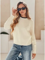 Dámsky základný sveter DARMILA ecru FashionStreet MY2506 Dámsky základný sveter DARMILA ecru FashionStreet MY2506