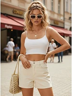 Dámske džínsové šortky v farbe ecru FashionStreet SY0550