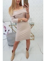Šaty so širokými ramienkami béžovej Šaty so širokými ramienkami béžovej