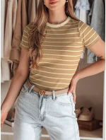 LINESS dámska pruhovaná základná ťavia košeľa FashionStreet RY2819 LINESS dámska pruhovaná základná ťavia košeľa FashionStreet RY2819