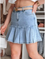 džínsová minisukňa s volánmi MIRABELL modrá FashionStreet CY0506