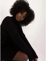 Čierne látkové šaty s rolákom (0547)