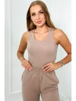 Set 3 v 1 mikina + top + nohavice tmavo béžová Set 3 v 1 mikina + top + nohavice tmavo béžová