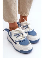 Sneakersy Damskie Na Platformie Niebieskie Moariella