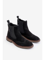 Zamszowe Męskie Botki Sztyblety Big Star OO174192 Czarne