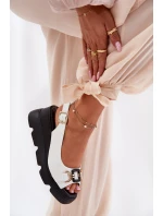 Skórzane Sandały Damskie Na Koturnie I Platformie Z Ozdobą Artiker 56C1588 Białe