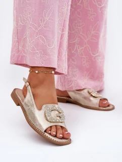 Sandały Damskie Z Ozdobnym Detalem S.Barski KV51-081 Złote