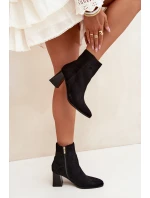 Botki Damskie Z Eko Zamszu Na Słupku Zamek Czarne Zelita