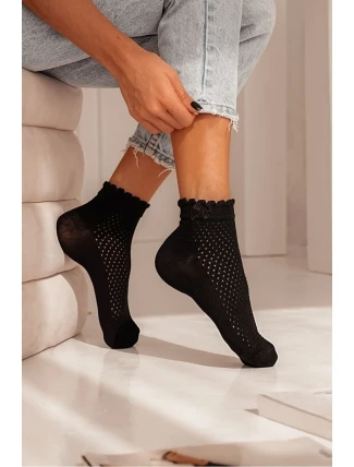Dámske ažurové ponožky s mašľou 1115