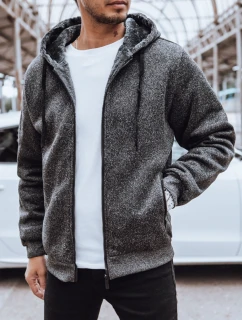 Pánska zateplená tmavosivá mikina FashionStreet BX5598 na zips