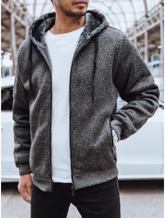 Pánska zateplená tmavosivá mikina FashionStreet BX5598 na zips Pánska zateplená tmavosivá mikina FashionStreet BX5598 na zips