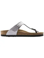 Dámske žabky Birkenstock Gizeh Birko-Flor silver regular wide (0043851) dámske Dámske žabky Birkenstock Gizeh Birko-Flor silver regular wide (0043851) dámske