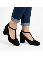 Čierne semišové remienkové lodičky Mascara s ihličkovým podpätkom 834284