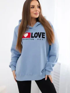 Zateplená bavlnená mikina s kapucňou Love blue