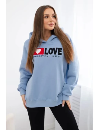 Zateplená bavlnená mikina s kapucňou Love blue Zateplená bavlnená mikina s kapucňou Love blue