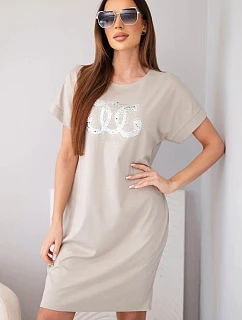 Dámske viskózové šaty s krátkymi rukávmi a potlačou fango