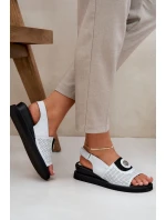 Sandały Damskie Na Koturnie Srebrne Isnnoria