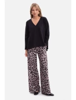 B304 Pletený sveter s výstrihom do V - čierny