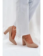 Dámske semišové lodičky na podpätku Florena - tmavobéžové Dámske semišové lodičky na podpätku Florena - tmavobéžové