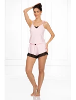 Dámske pyžamo Laura Light Pink with Black - Momenti Per Me