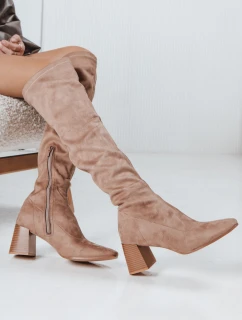 Dámske semišové béžové čižmy FashionStreet ZY1244