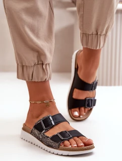 Damskie Wygodne Klapki Z Klamrami Inblu CN000033 Czarne