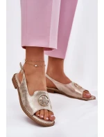 Sandały Damskie Na Płaskim Obcasie Z Ozdobą S.Barski KV51-002 Złote