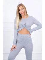 Súprava s riasením na blúzke šedej farby Súprava s riasením na blúzke šedej farby