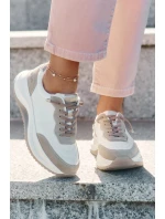 Zamszowe Sneakersy Damskie Na Platformie Big Star RR274A344 HI-POLY SYSTEM Beżowe