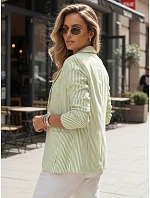 Dámska pruhovaná bunda LINARO bielo-zelená FashionStreet PY0088