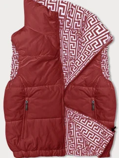 Krátka červená dámska páperová vesta so stojačikom (16M9092-270)