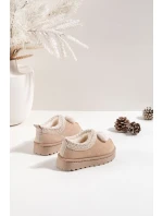 Dětské sněhule s výšivkou a mašlí Béžové Daven