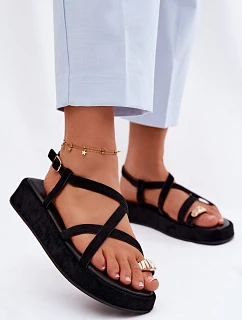 Sandály na platformě s zlatým detailem Černé Olmira