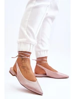 Dámske baleríny s uzlami a kamienkami 6140 Beige - Diamantique