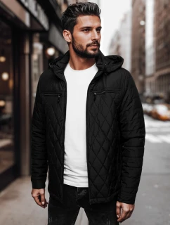 Pánska prešívaná bunda s kapucňou čierna FashionStreet TX4989