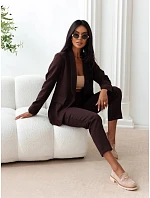 Elegantný dámsky kostým – sako a nohavice, hnedý, FashionStreet AY1245 Elegantný dámsky kostým – sako a nohavice, hnedý, FashionStreet AY1245