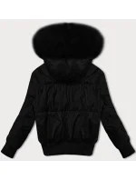 Dámska krátka zimná bunda s rebrovanými lemami S'west black (B8288-1) Dámska krátka zimná bunda s rebrovanými lemami S'west black (B8288-1)