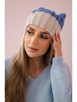 Paris fleecová čiapka K212 modrá+béžová