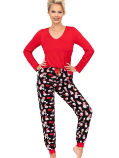 Dlhé červené pyžamo Santi - Donna